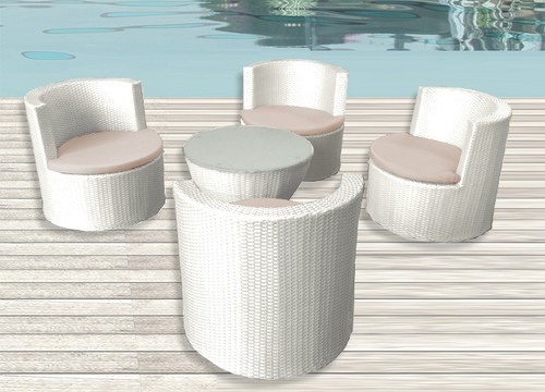 Set rattan bianco impilabile - bianco,